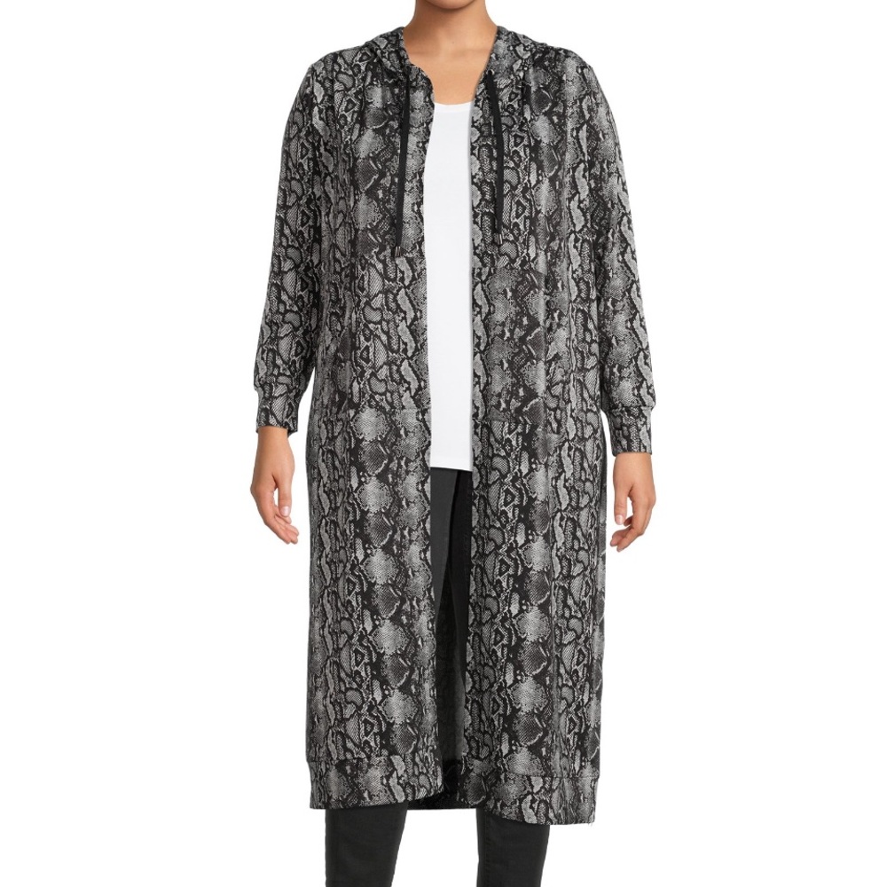 Women's Plus Size Snakeskin Print Hooded Cardigan from Allison Taylor